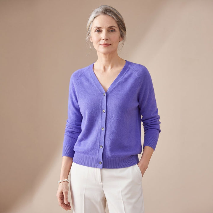 Women's V-Neck Button-Front Knit Cardigan Sweater - Dark Blue