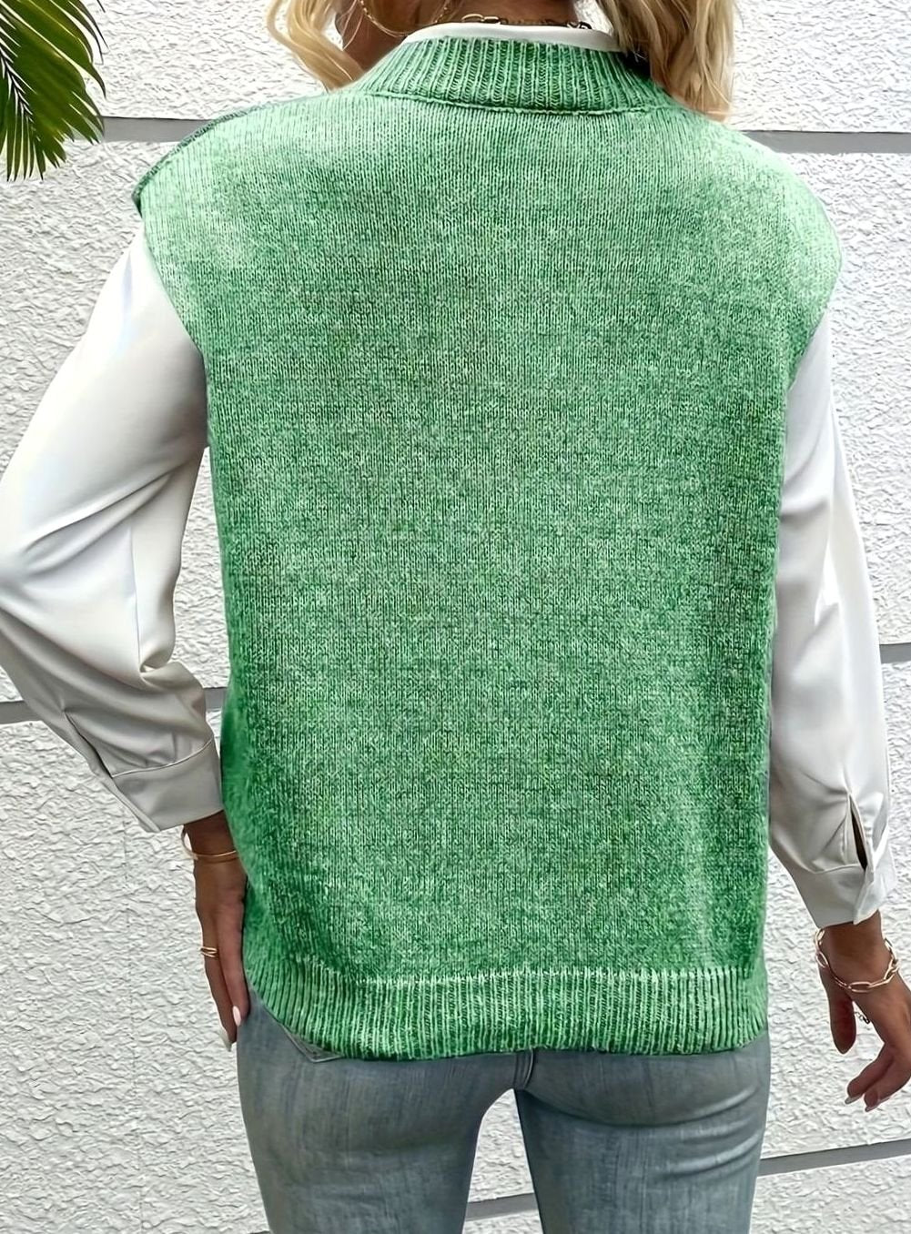 Women's V-Neck Sleeveless Knit Casual Vest