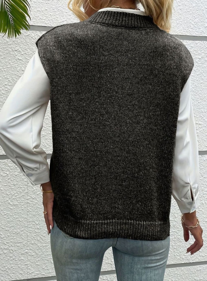 Women's V-Neck Sleeveless Knit Casual Vest
