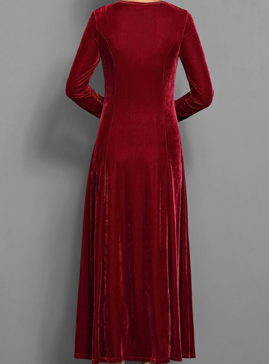 Women's Velvet Long Sleeve Formal Party Dress Maxi A-Line