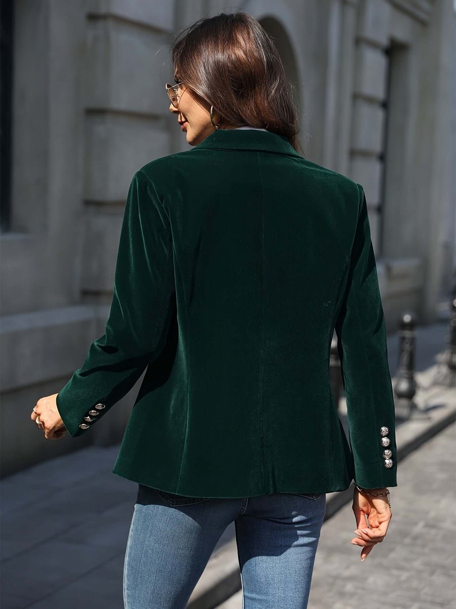 Women's Velvet Single-Breasted Blazer Vest Jacket