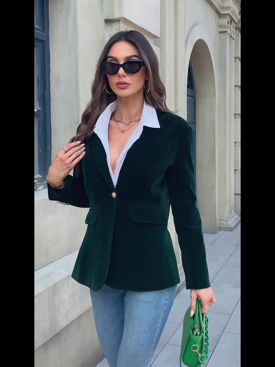 Women's Velvet Single-Breasted Blazer Vest Jacket