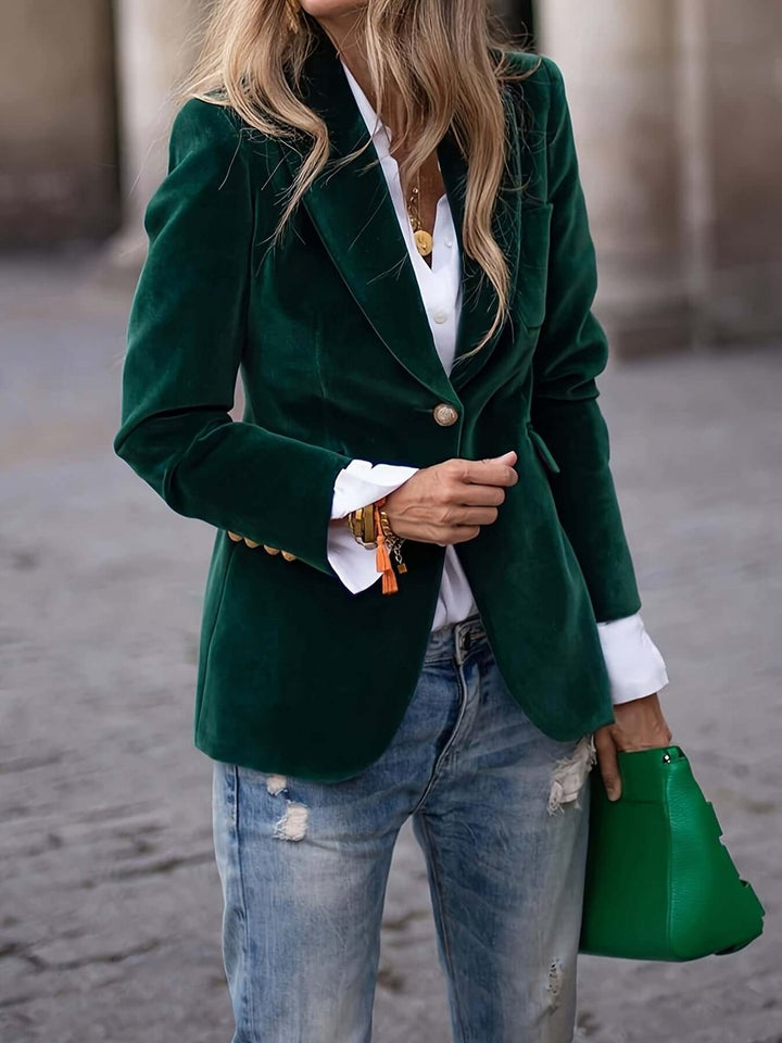 Women's Velvet Single-Breasted Blazer Vest Jacket