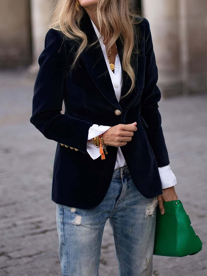 Women's Velvet Single-Breasted Blazer Vest Jacket