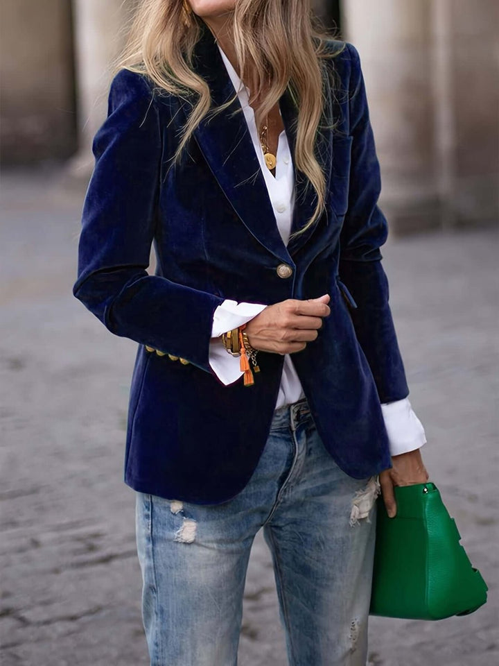 Women's Velvet Single-Breasted Blazer Vest Jacket