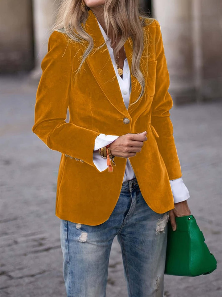 Women's Velvet Single-Breasted Blazer Vest Jacket