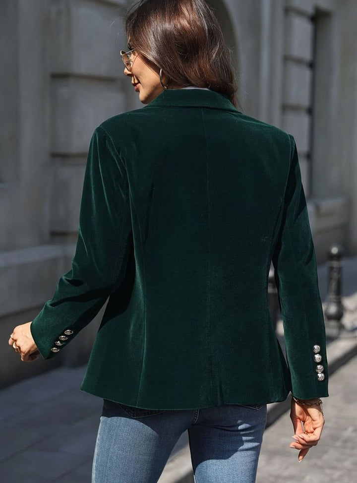 Women's Velvet Single-Button Casual Blazer Jacket