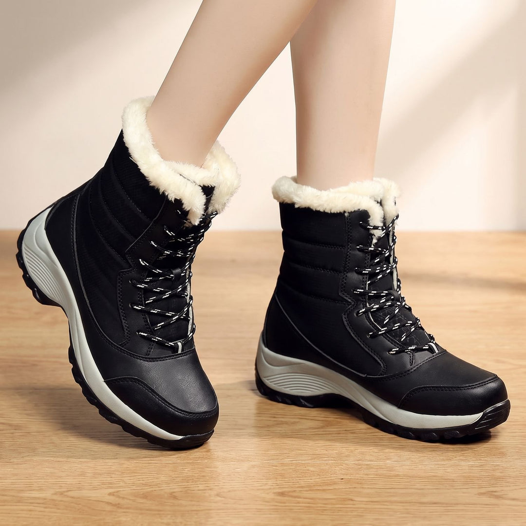 Women's Waterproof Faux-Fur Lined Lace-Up Snow Boots