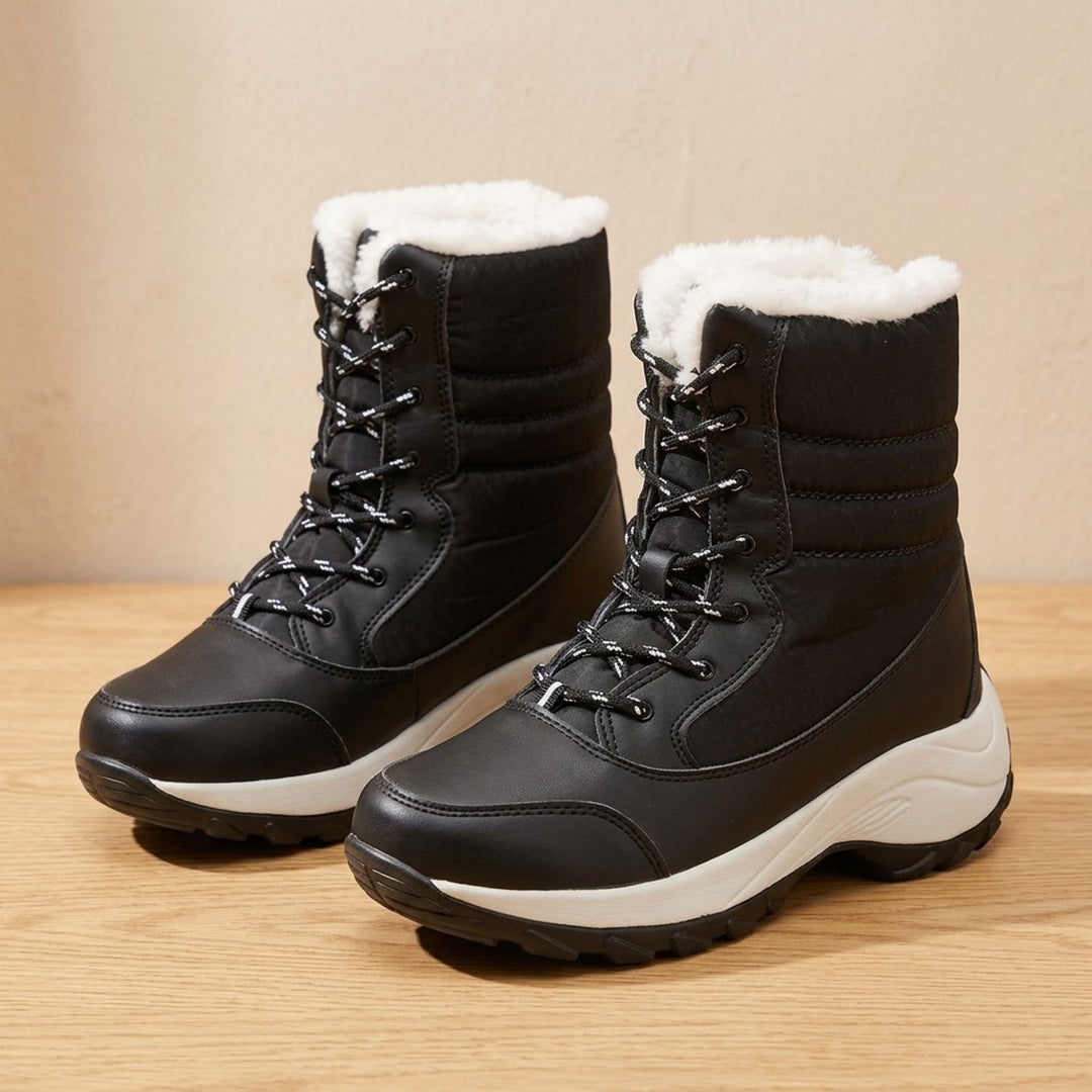 Women's Waterproof Faux-Fur Lined Lace-Up Snow Boots