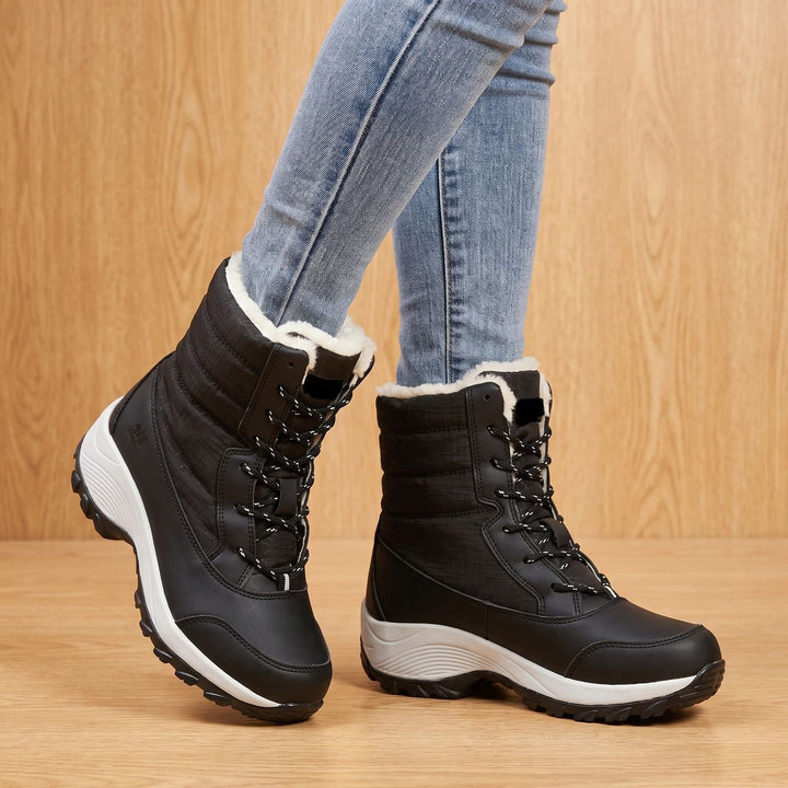 Women's Waterproof Faux-Fur Lined Lace-Up Snow Boots