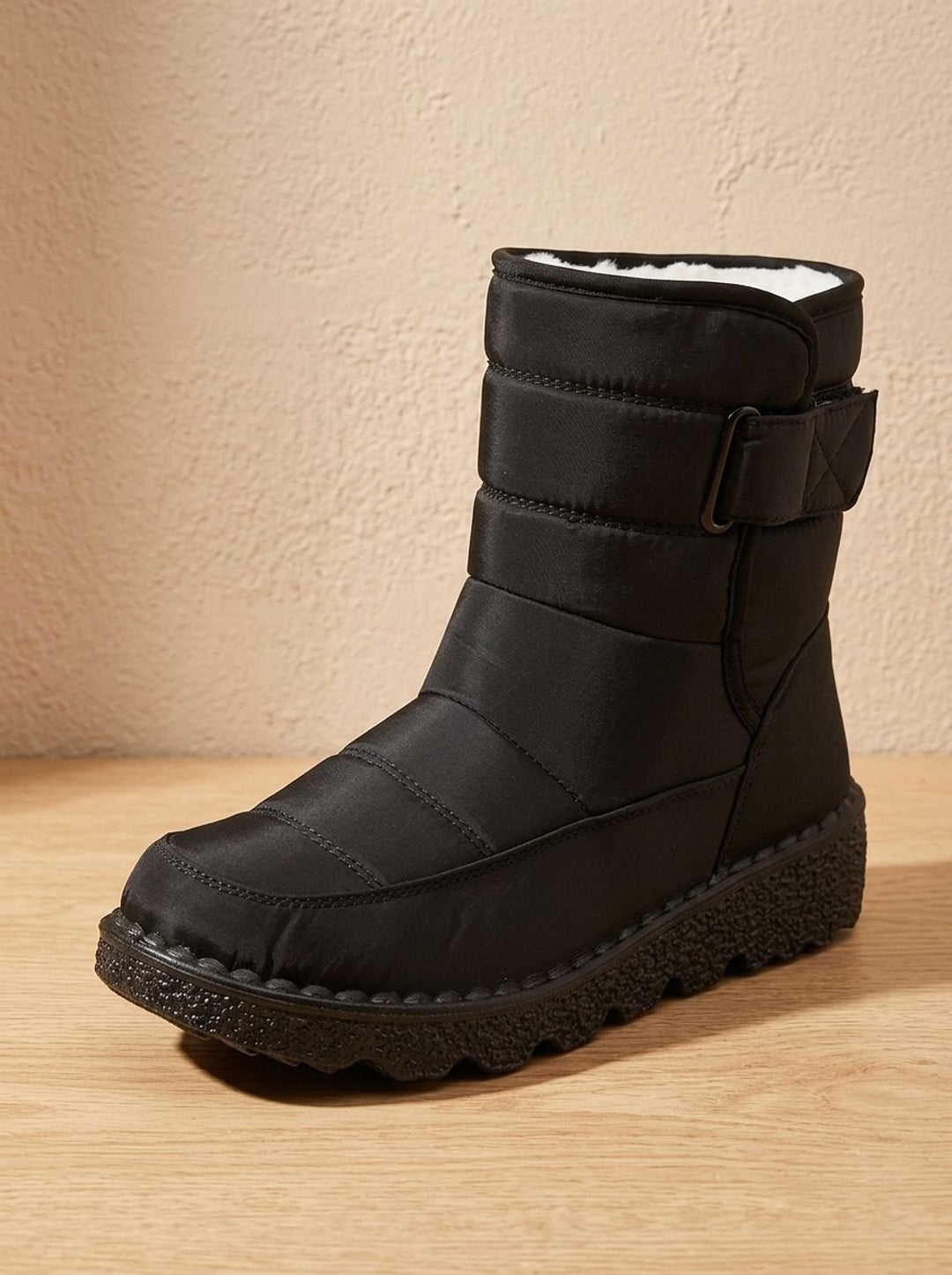 Women's Waterproof Fleece-Lined Mid-Calf Winter Snow Boots - Black