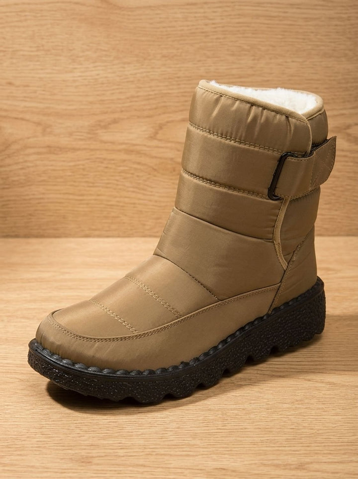 Women's Waterproof Fleece-Lined Mid-Calf Winter Snow Boots - Khaki