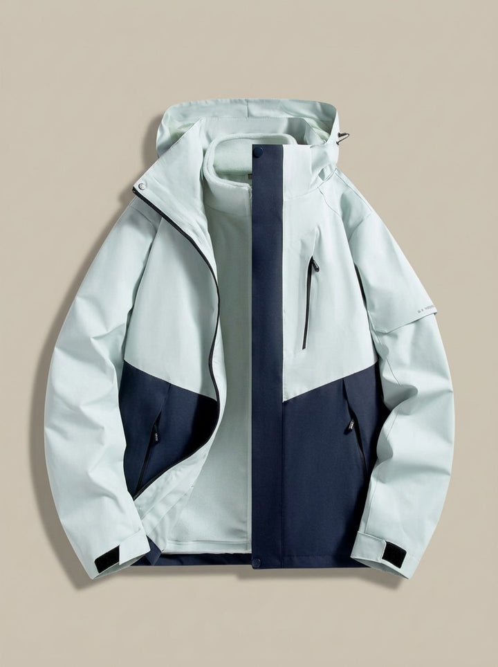 Women's Waterproof Hooded Fleece-Lined Winter Jacket - Navy Blue