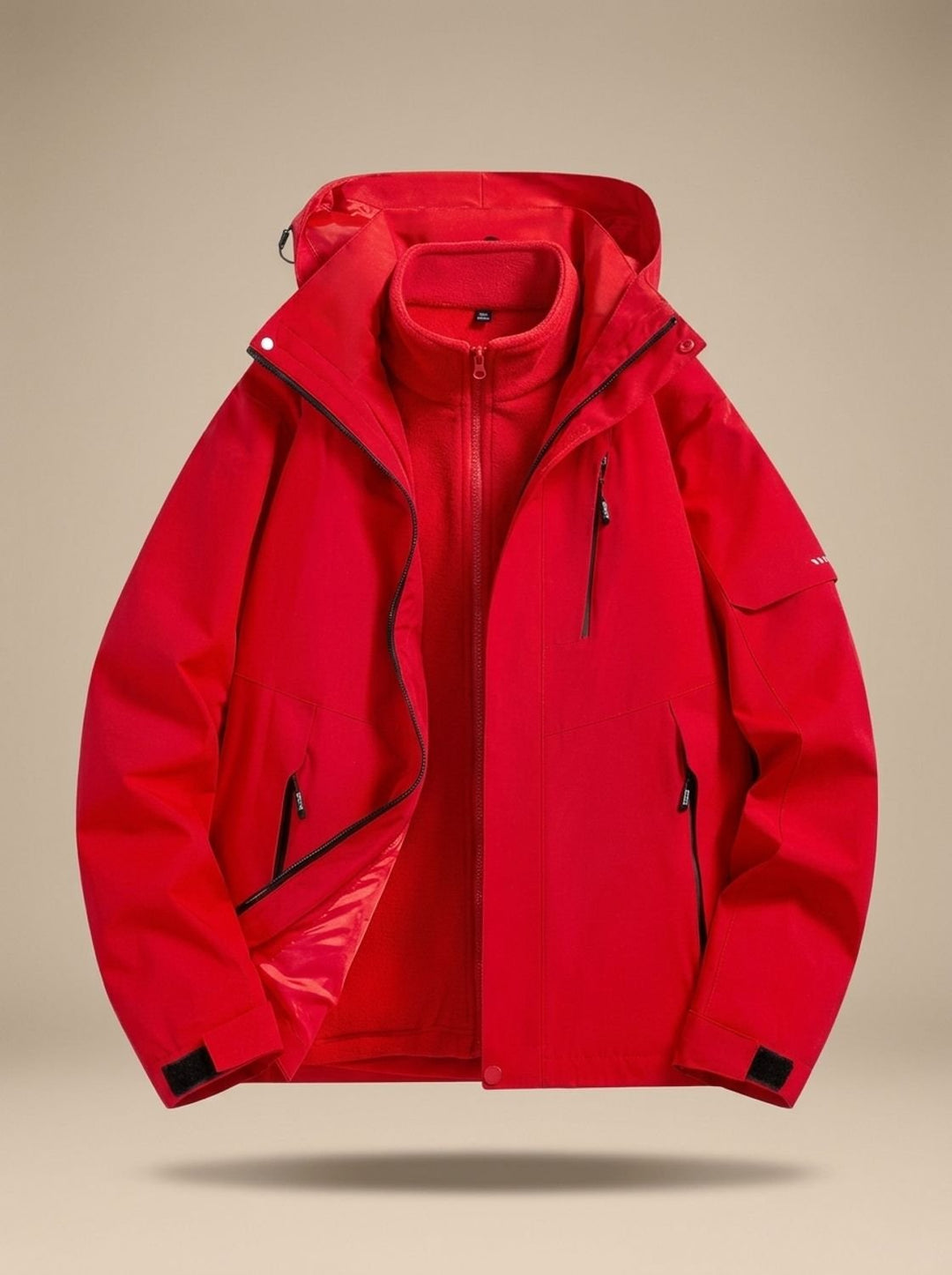 Women's Waterproof Hooded Fleece-Lined Winter Jacket - Red