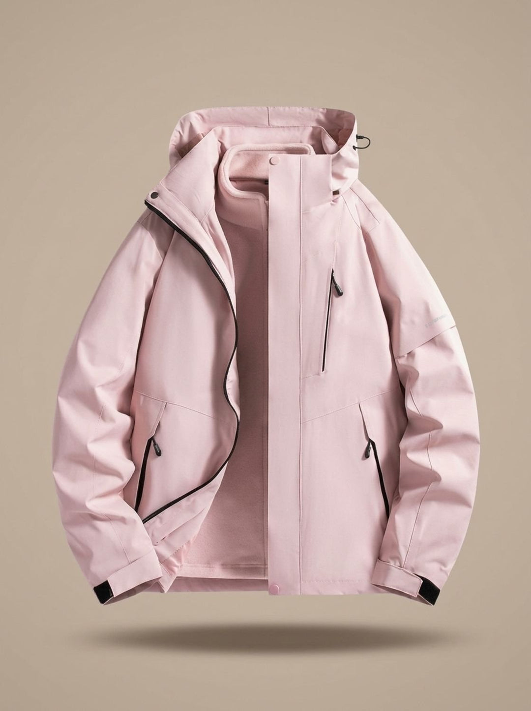 Women's Waterproof Hooded Fleece-Lined Winter Jacket - Pink