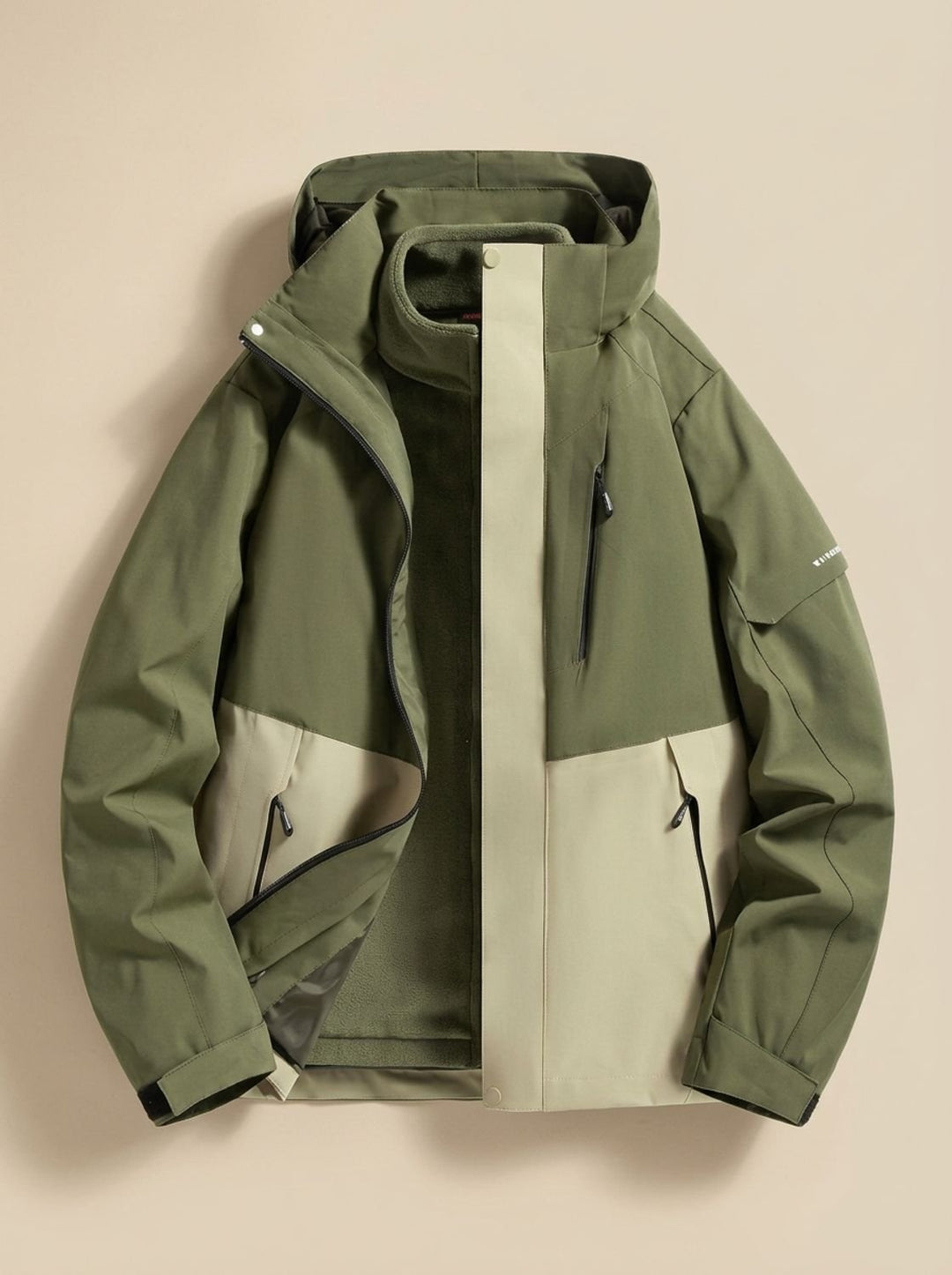 Women's Waterproof Hooded Fleece-Lined Winter Jacket - Dark Green