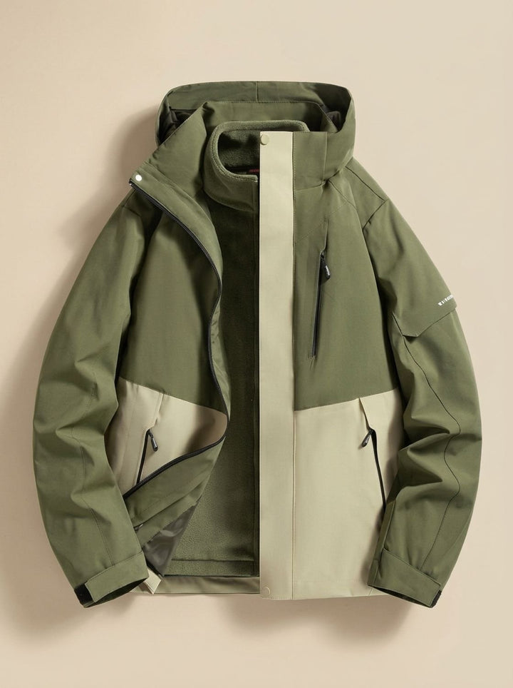 Women's Waterproof Hooded Fleece-Lined Winter Jacket - Dark Green