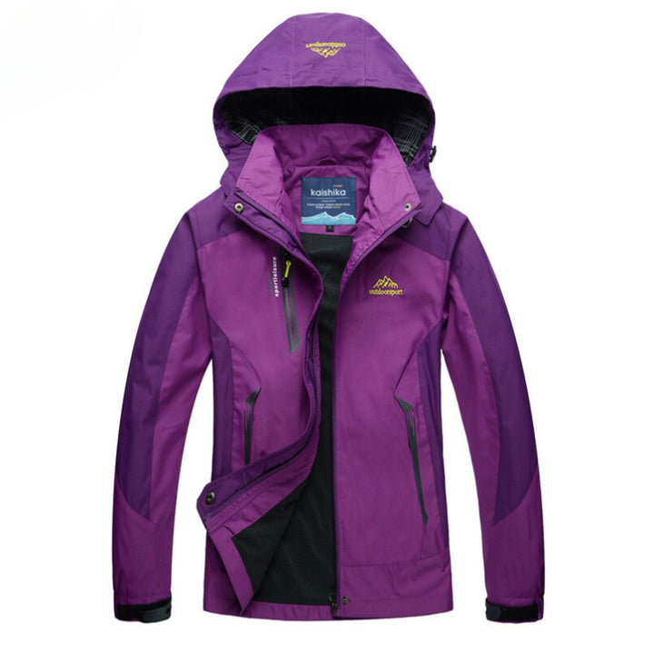 Women's Waterproof Hooded Outdoor Shell Jacket - Purple