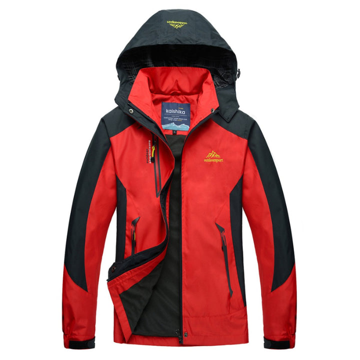 Women's Waterproof Hooded Outdoor Shell Jacket - Red