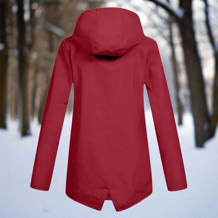 Women's Waterproof Hooded Rain Jacket Zip-Up Longline