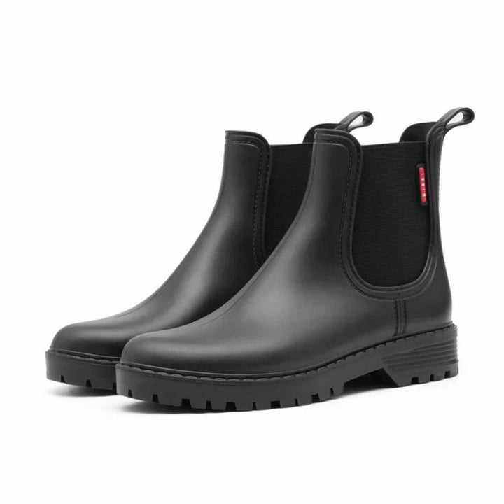 Women's Waterproof Insulated Elastic-Panel Chelsea Boots - Black