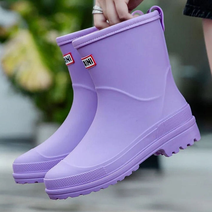 Women's Waterproof Mid-Calf Pull-On Rain Boots - Purple