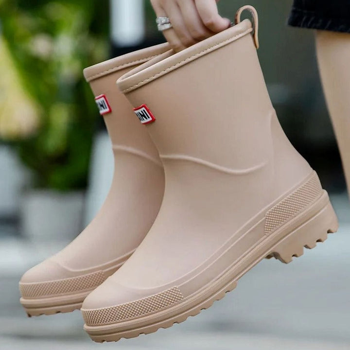 Women's Waterproof Mid-Calf Pull-On Rain Boots - Beige