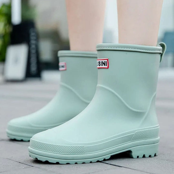 Women's Waterproof Mid-Calf Pull-On Rain Boots