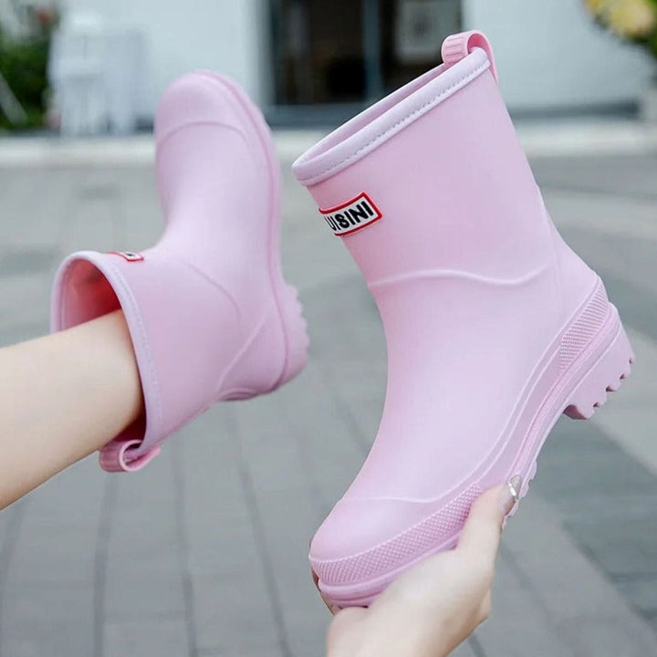 Women's Waterproof Mid-Calf Pull-On Rain Boots