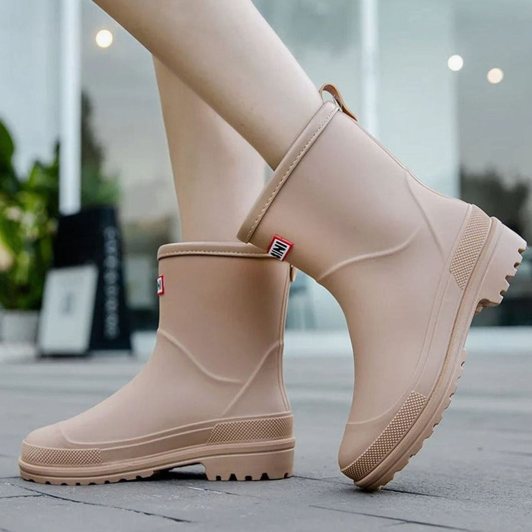 Women's Waterproof Mid-Calf Pull-On Rain Boots