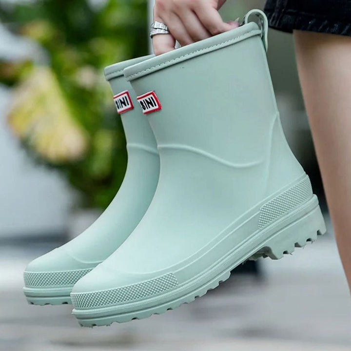 Women's Waterproof Mid-Calf Pull-On Rain Boots - Green