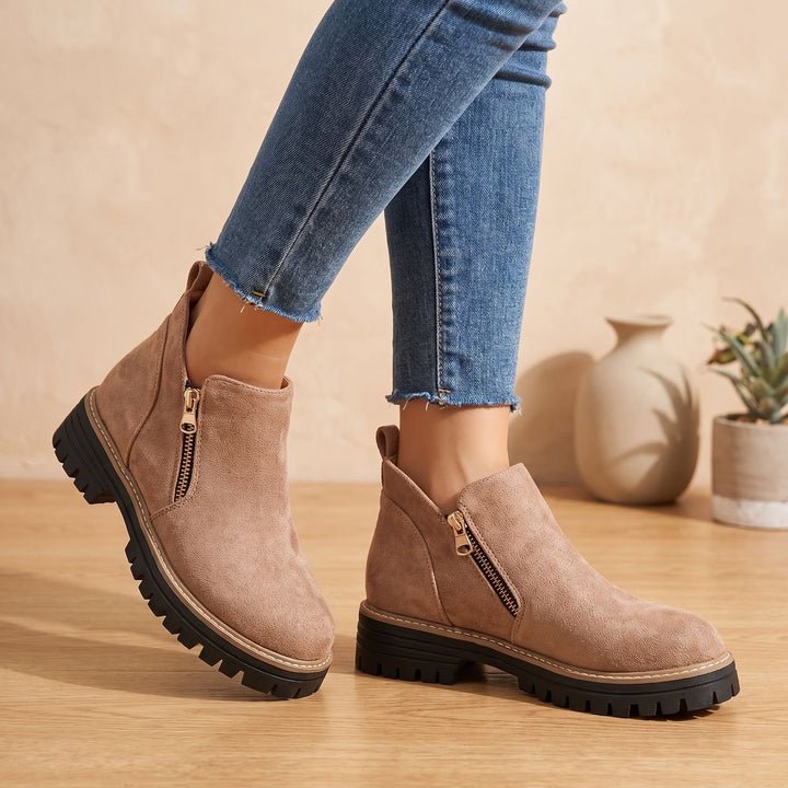 Women's Waterproof Side-Zip Ankle Winter Boots Lugged Sole