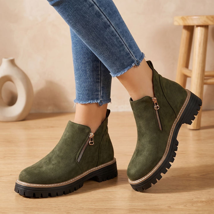 Women's Waterproof Side-Zip Ankle Winter Boots Lugged Sole