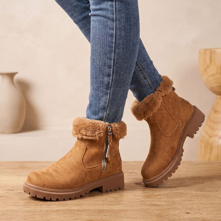 Women's Waterproof Side-Zip Ankle Winter Boots Lugged Sole