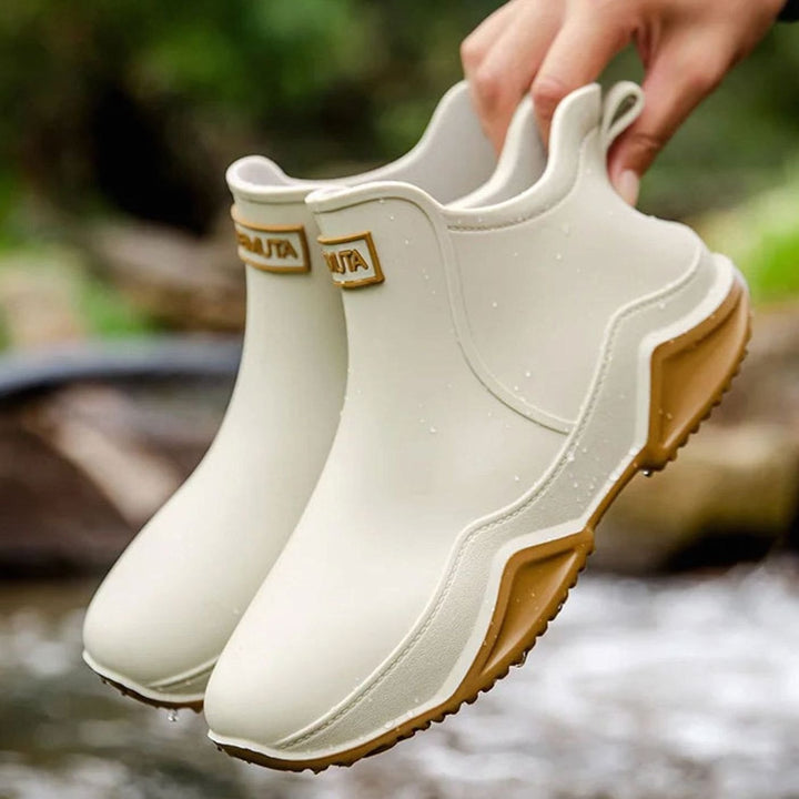 Women's Waterproof Slip-On Boots Outdoor Chelsea Rain Boots - White