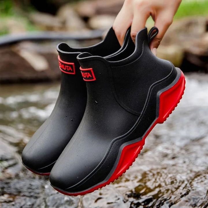 Women's Waterproof Slip-On Boots Outdoor Chelsea Rain Boots - Red