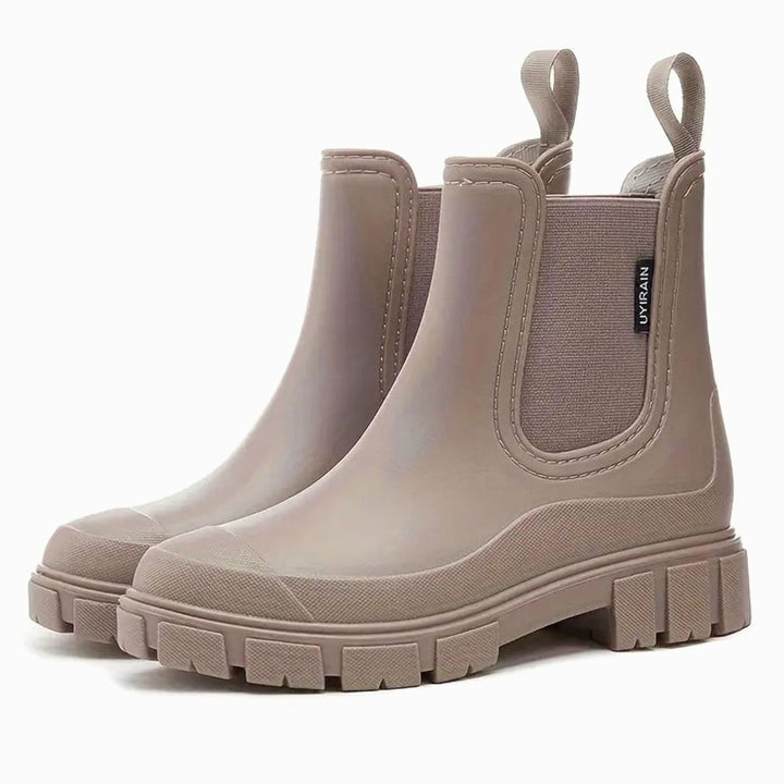 Women's Waterproof Slip-On Lug-Sole Chelsea Boots - Brown