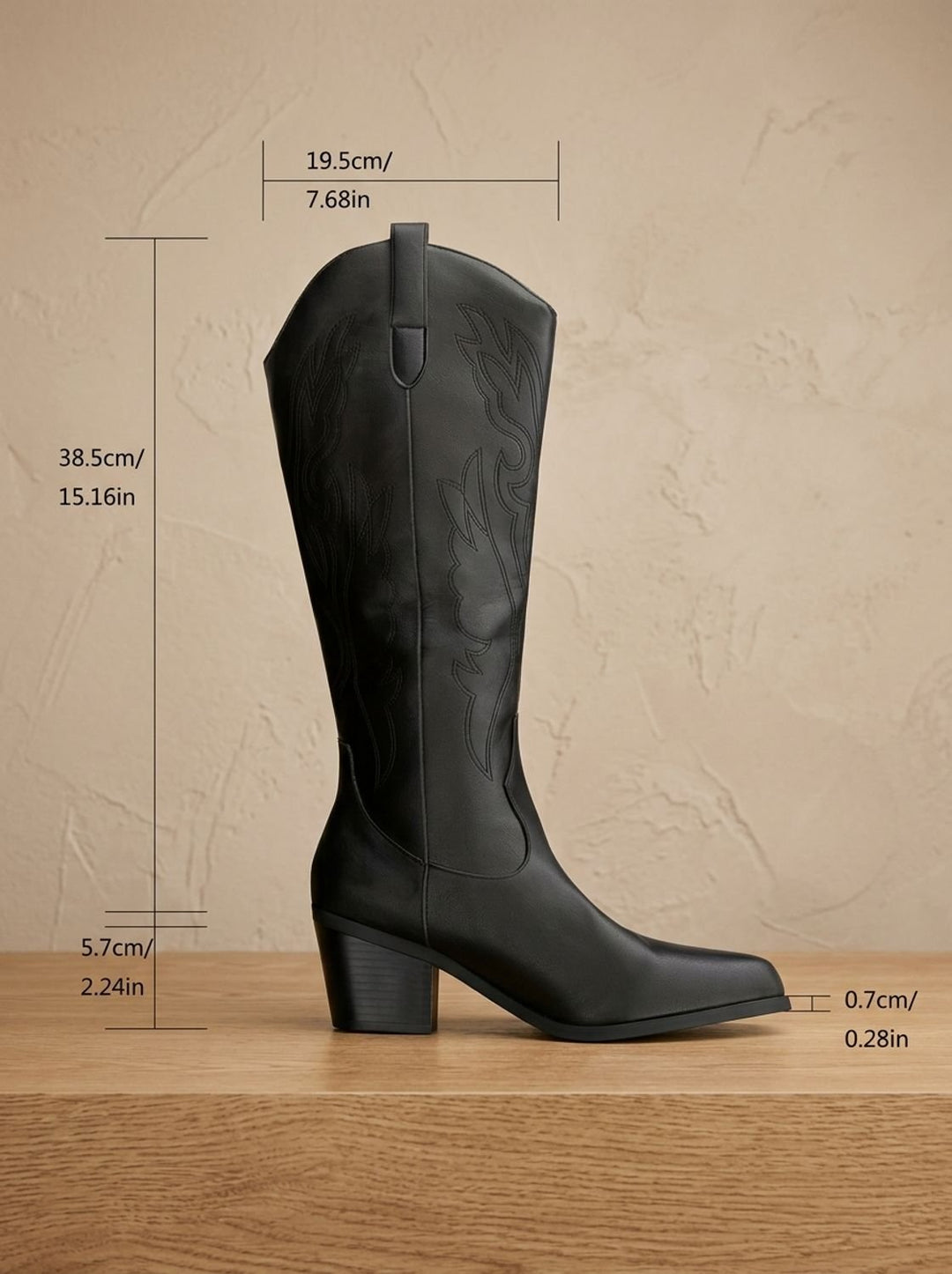 Women's Wide-Calf Knee-High Embroidered Western Cowboy Boots