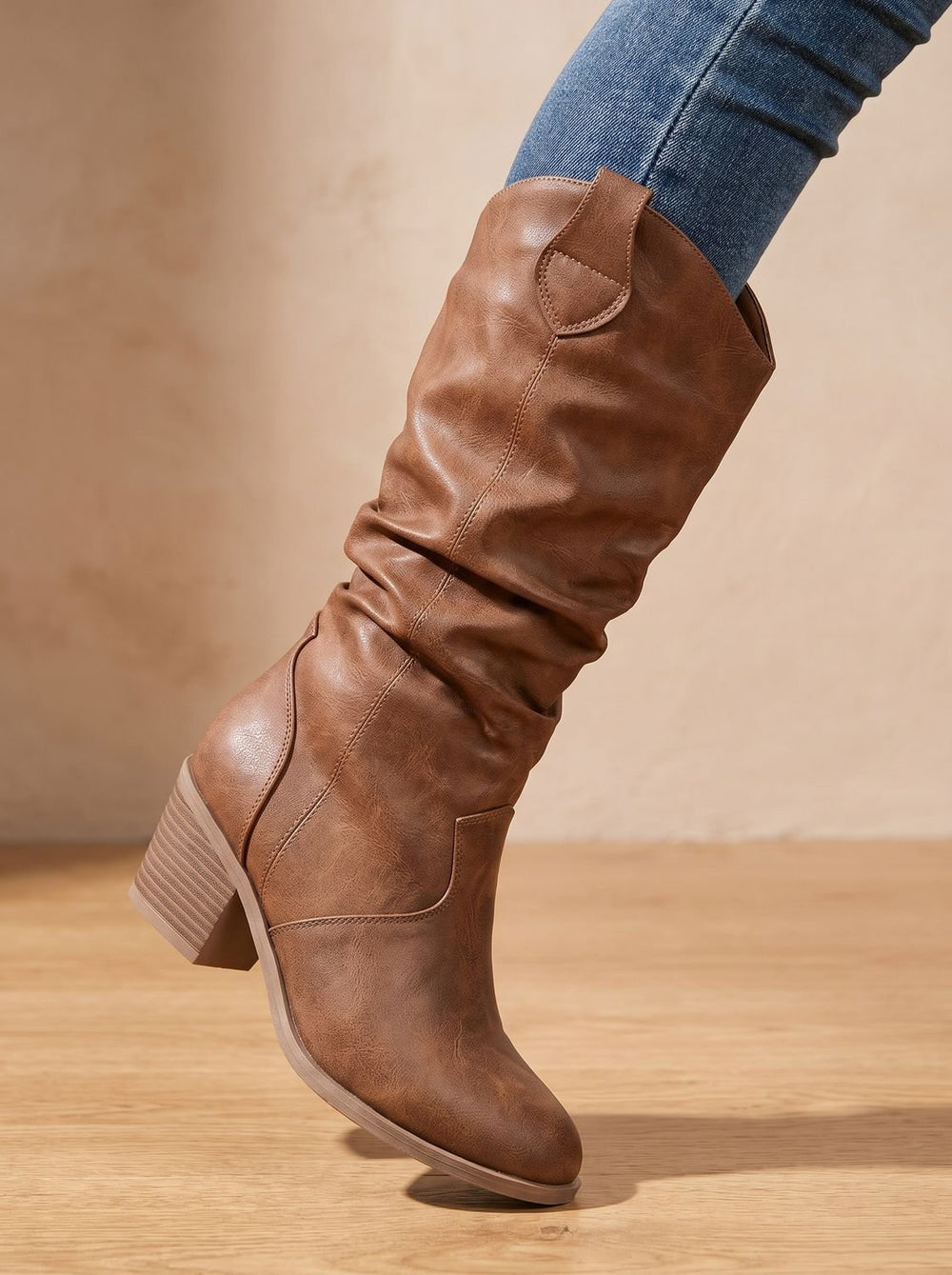 Women's Wide-Calf Pull-On Western Knee-High Boots