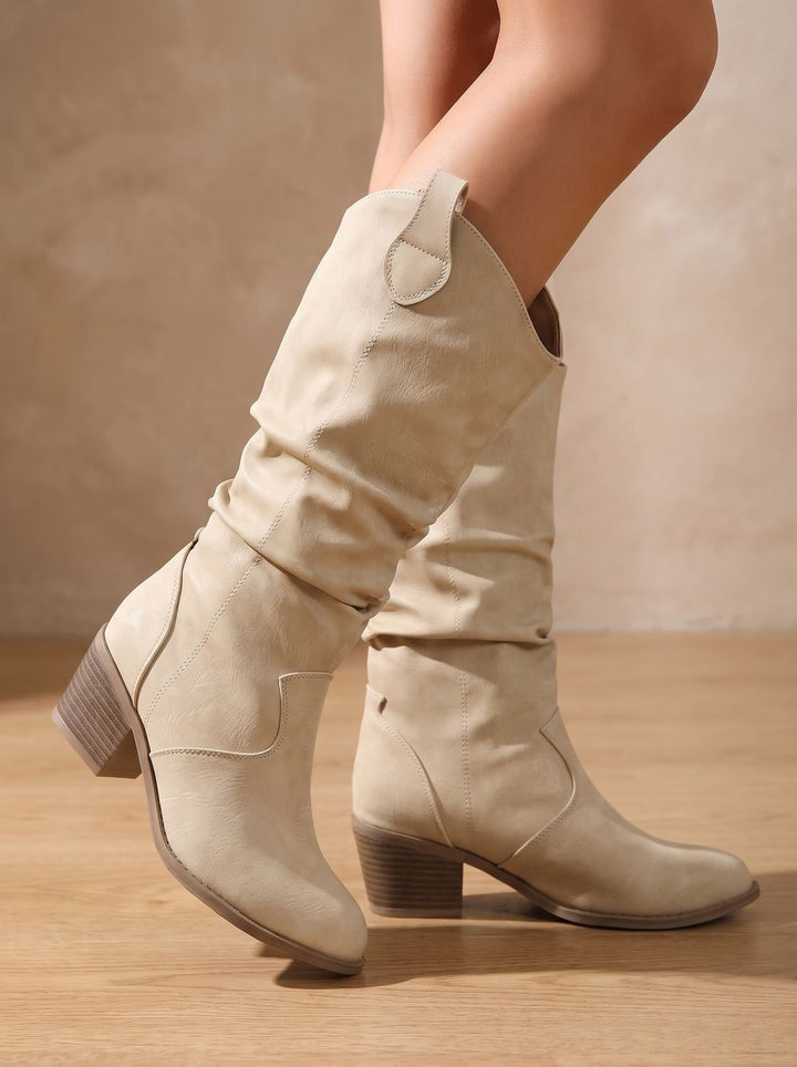 Women's Wide-Calf Pull-On Western Knee-High Boots