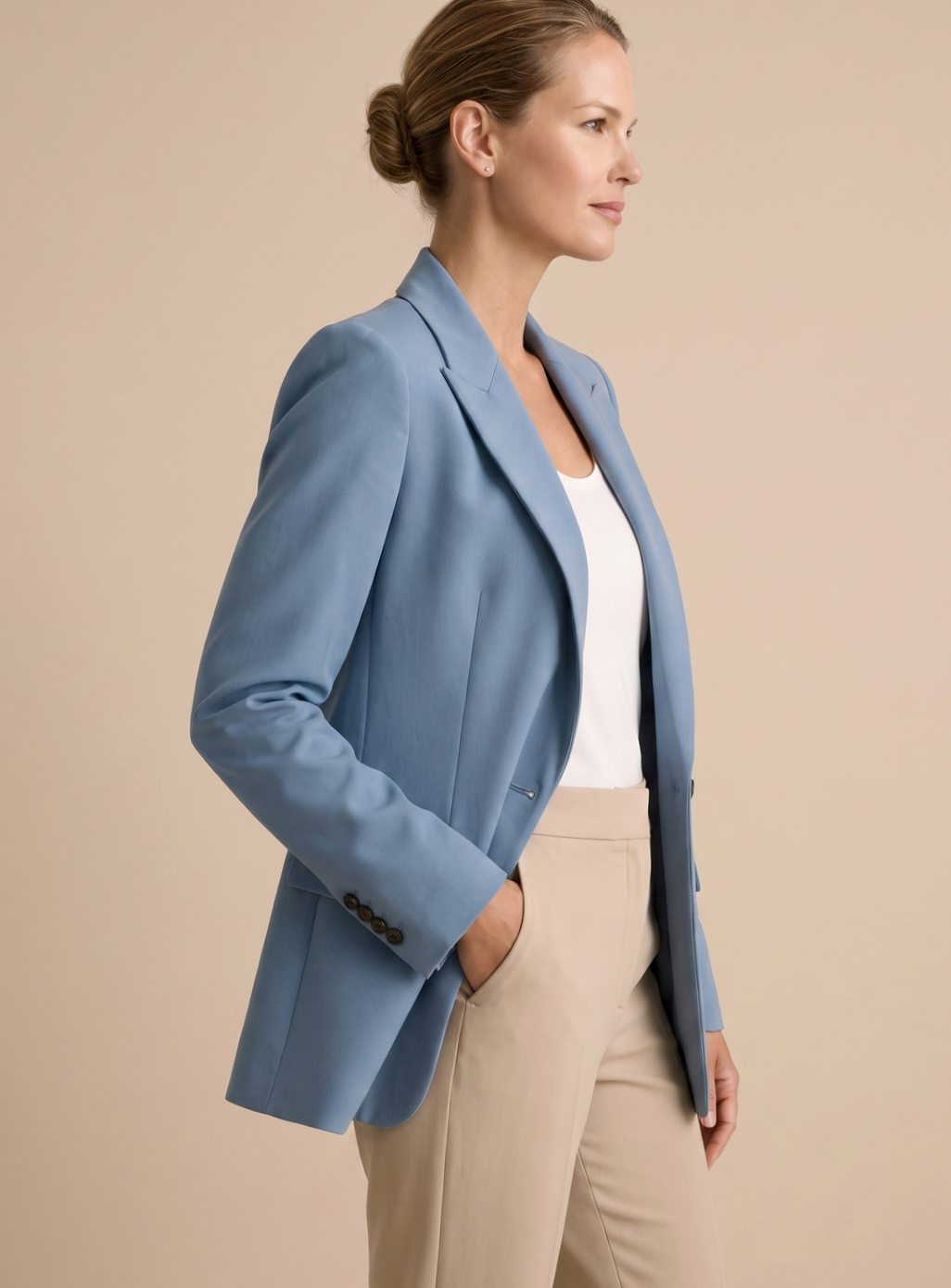 Women's Wide-Leg Blazer Flare-Pant Two-Piece Suit Set