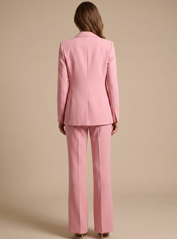 Women's Wide-Leg Blazer Flare-Pant Two-Piece Suit Set