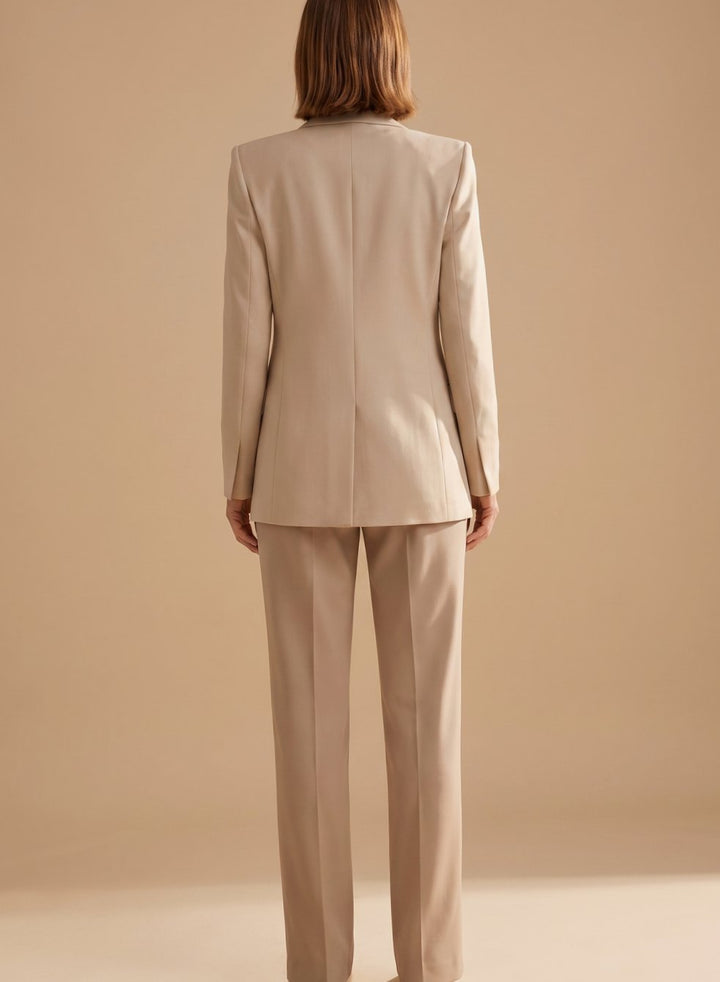 Women's Wide-Leg Blazer Flare-Pant Two-Piece Suit Set