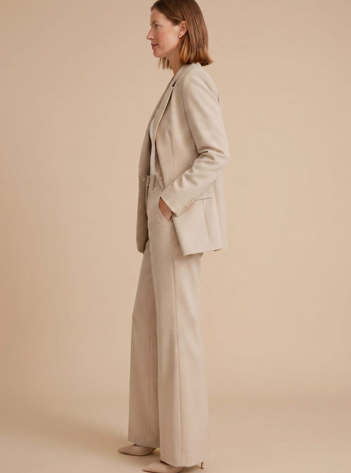 Women's Wide-Leg Blazer Flare-Pant Two-Piece Suit Set