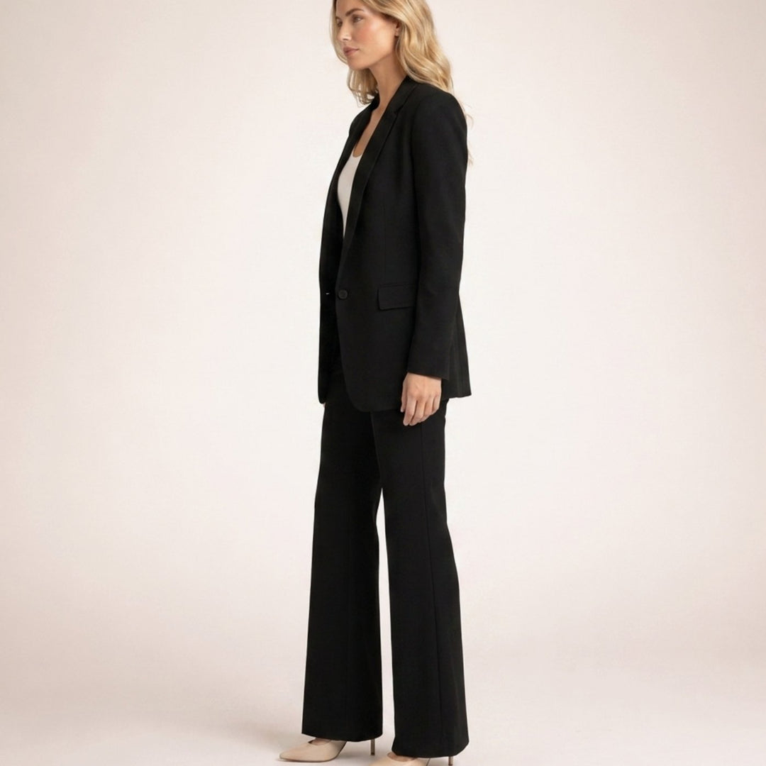 Women's Wide-Leg Blazer Flare-Pant Two-Piece Suit Set