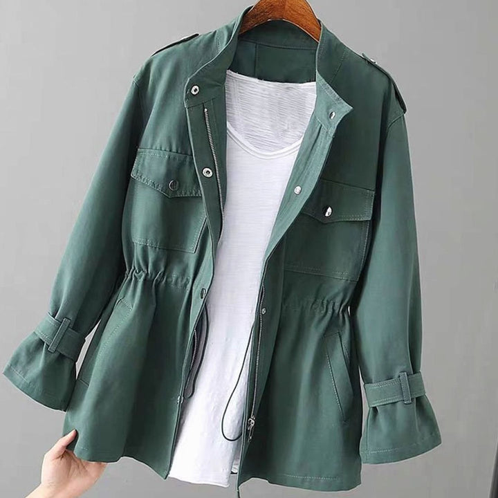 Women's Zip-Up Drawstring-Waist Utility Jacket - Green